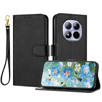 Capa Flip FOXDOCK para Xiaomi Redmi Note 15 Pro 4G | Absorção Magnética de Impacto | Pele PU | Compartimentos para Cartões e Alça de Pulso Removível | Preto - 1