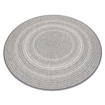 Tapete RugsX Redondo Prumo Sizal Flat 48837637 Boho  Trança Cinzento Círculo 120 cm - 1