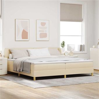 Cama Box com Colchão com Cabeceira vidaXL | Creme 200 x 200 cm | tecido - 1