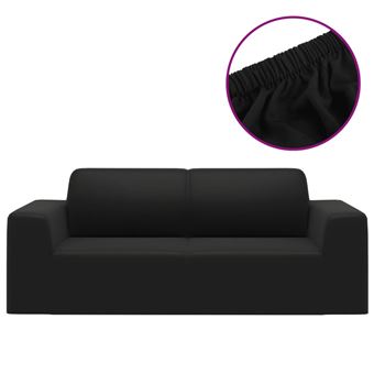 Capa para Sofá vidaXL | 2 lugares | elástica jersey de poliéster preto - 1