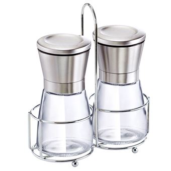 Moedores de Sal e Pimenta Cheffinger | Manual | Inox e Vidro | Ultra Durável e Sólido | Prateado - 1