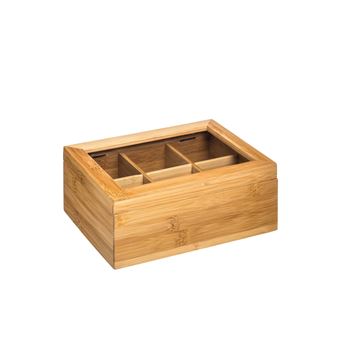 Caixa para Chá Home Kool Home | Bambu | 6 Compartimentos - Castanho - 1