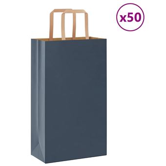 Sacos de Papel kraft vidaXL |  50 Unidades |  com alças azul 21x11x36 cm - 1