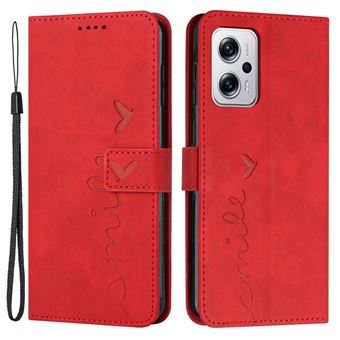 Capa PU anti-riscos, padrão em forma de coração com apoio Magunivers para Xiaomi Redmi Note 11T Pro 5G/11T Pro + 5G/Poco X4 GT 5G - vermelho - 1