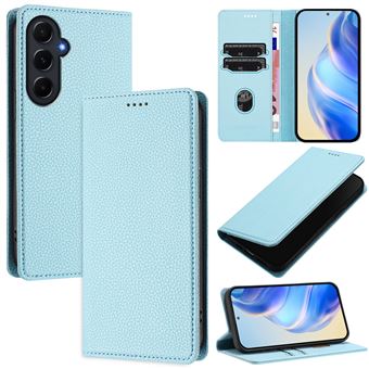 Capa Tipo Carteira FOXDOCK para Samsung Galaxy A55 5G | Fecho Magnético | Bloqueio RFID | Pele | 3 Compartimentos para Cartões | Azul celeste - 1
