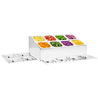 Suporte Gastronorm vidaXL com 8 recipientes GN 1/6 aço inoxidável - 1