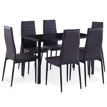Conjunto de Jantar vidaXL 1 Mesa e 6 Cadeiras Castanho - 1