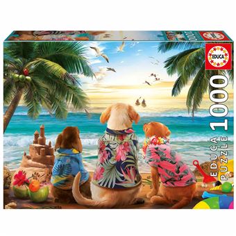Puzzle Educa | 1000 Peças | Cães Na Praia - 1