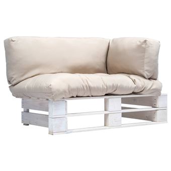 Sofá de paletes jardim com almofadões vidaXL | cor areia | Pinho - 1