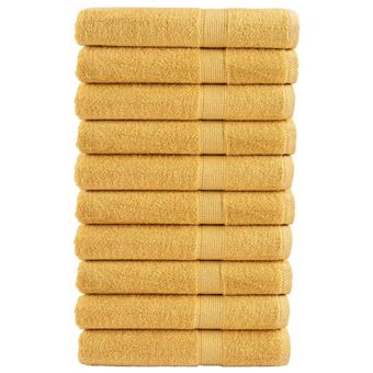 Toalhas premium vidaXL | 10 peças | 100x200 cm | 600 gsm algodão dourado - 1