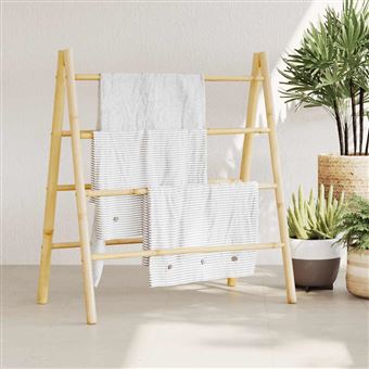 Toalheiro de escada duplo com 4 degraus vidaXL | 90x50x100 cm | Bambu - 1
