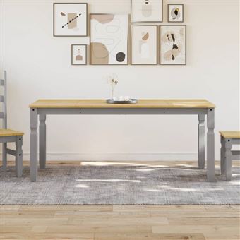 Mesa de jantar vidaXL Corona | 180x90x75 cm | madeira pinho maciça cinza - 1