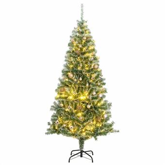Árvore Natal artificial vidaXL com 300 luzes LED e bolas e Neve | 180 cm - 1