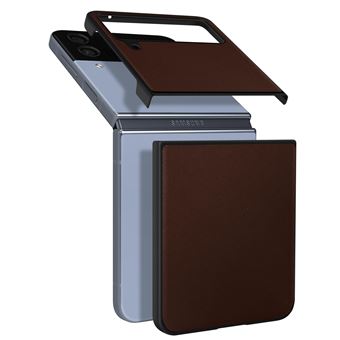 Capa De Couro Avizar Para Samsung Galaxy Z Flip 4 Elegante Castanho - 1