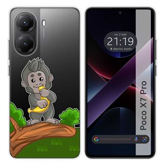 Capa TUMUNDOSMARTPHONE de silicone transparente para Xiaomi Poco X7 Pro 5G Desenhos de design de macaco - 1