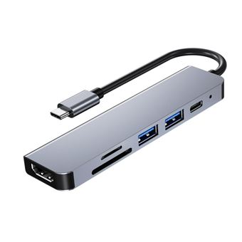 Dock USB-C 6 em 1 Chronus com Carregamento Rápido | Hub USB e Adaptador de Energia | Cinza - 1