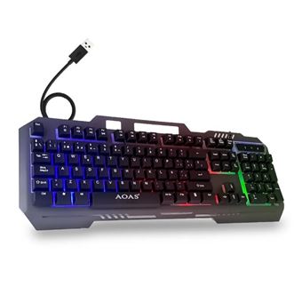 Teclado Gaming com Fio AOAS M-888 | Luzes LED RGB | Preto - 1