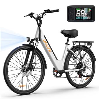 Bicicleta Elétrica URLIFE E26 | 250W | 36V 13AH | Pneus de 26 " | Travão a Disco | Branco - 1