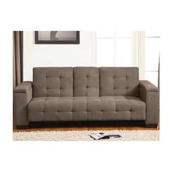 Sofá-cama Clic Clac Vente Unique DEVONSHIRE | 3 Lugares | Microfibra | mesinha de centro Rebatível Castanho - 1