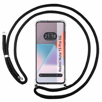 Capa Tumundosmartphone suspensa transparente para Xiaomi Redmi Note 13 Pro 5G com cordão preto - 1