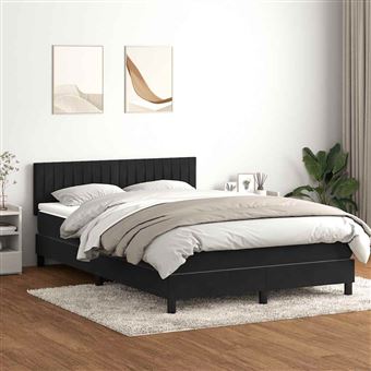 Cama com molas/colchão vidaXL |  160x210 cm | veludo preto - 1