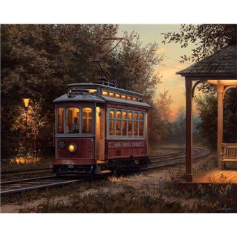 Pintar por Números Figured'Art Fa10067-Y com Moldura | 40X50cm | Estação de Elétrico - 1