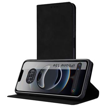 Capa de Couro Sintético com porta-cartões Tumundosmartphone para iPhone 16e (6.1) Preta - 1