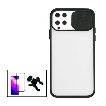 Kit G4M Capa Proteção Camara Deslizante + Película Película de Vidro Temperado GorilasGlass + Suporte Magnético Com Pernas para Samsung Galaxy A22 4G - Preto - 1
