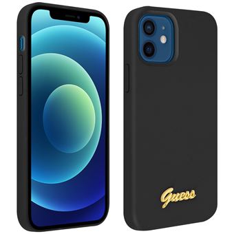 Capa Guess para iPhone 12 Mini com Interior Soft-touch, Guess Silicone Script - Preto - 1