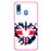 Capa Hapdey para Samsung Galaxy A40 2019 Design Bandeira do Reino Unido em Forma de Coração em Silicone Flexível e TPU Cor-de-Rosa_0