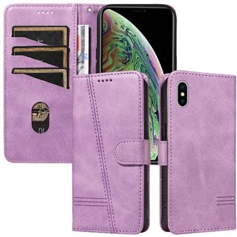 Capa FOXDOCK para iPhone XS MAX | Fecho Magnético | Compartimentos para Cartões e Suporte | Pele PU | À Prova de Choque | Roxo - 1