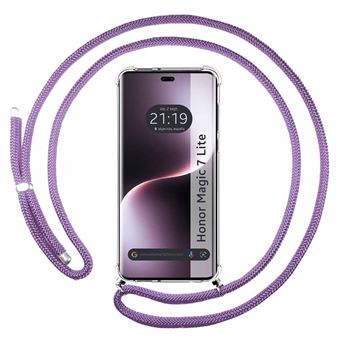 Capa TUMUNDOSMARTPHONE transparente para Honor Magic 7 Lite 5G com cordão roxo - 1