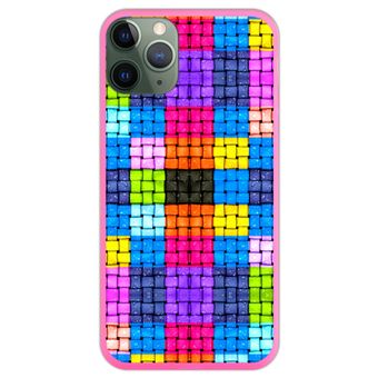 Capa Hapdey para iPhone 11 Pro Max Design Quadrados Coloridos em Silicone Flexível e TPU Cor-de-Rosa - 1