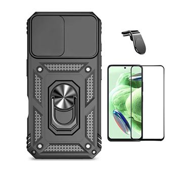 Kit Película de Vidro Temperado Gorilasglass + Capa de Proteção Militar Magnética Janela + Suporte de Carro Magnético L GIFT4ME para Xiaomi Redmi Note 13 4G | Preto - 1