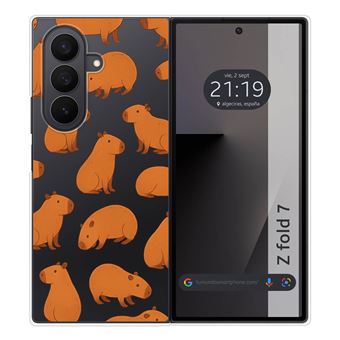 Capa Tumundosmartphone de Silicone Transparente para Samsung Galaxy Z Fold 7 5G com Estampa de Capivara 2 desenhos - 1