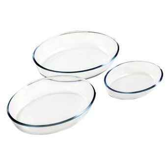 Conjunto de 3 Tabuleiros de Assar de Vidro Ovais Klack® thulos | para Forno | 0.7, 1.6 e 2.4 Litros - 1