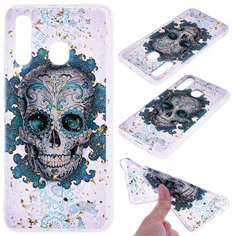 Capa TPU padrão impresso incrustado com glitter crânio para Samsung Galaxy A50