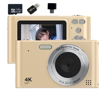 Máquina Fotográfica Digital Compacta SZSMART C15 | Ecrã de 2,4" | Resolução HD 1080P | Zoom de 16x | 128 GB | Ouro - 1