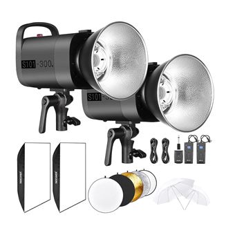 Kit iluminação Neewer | 600 W | Foto estúdio flash strobe 2x 300 W Bowens 2x Softbox + RT-16 Trigger | + guarda-chuvas + refletor - 1
