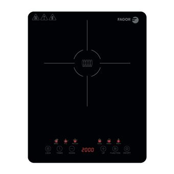 Placa de indução portátil FAGOR Lexie FGE0072 | 2000 W | ultra fina | ecrã tátil | 6 funções | 9 níveis de aquecimento | Preta - 1