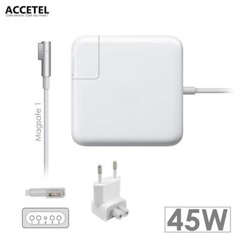 Carregador Accetel | Compatível com MacBook Air 13'' 14,5V 3.1A | 45 W | MagSafe Type L - Preto - 1