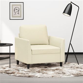 Poltrona vidaXL | 60 cm | couro artificial creme - 1