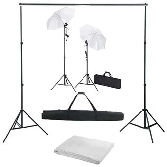 Kit de Estúdio Fotográfico vidaXL com fundo + iluminação e sombrinhas - 1