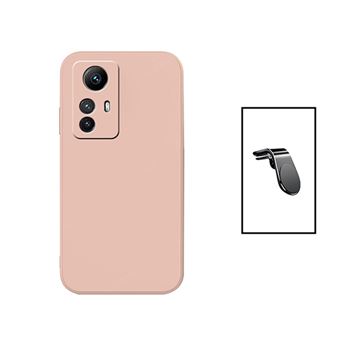 Kit Phonecare Suporte Magnético L Safe Driving Carro + Capa Silicone Líquido para Xiaomi Redmi Note 12S - Rosa - 1