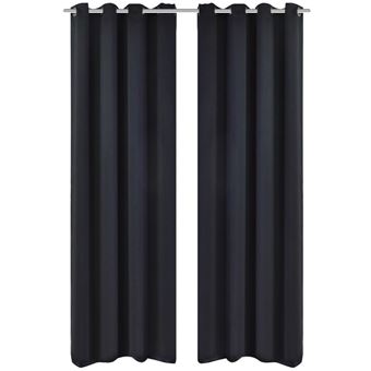 Cortinas vidaXL blackout 2 pcs com ilhós de metal 135x175 cm preto - 1