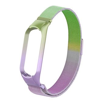 Bracelete de Aço Inoxidável HSMY para Xiaomi Mi Band 4/ 3 - Púrpura&Verde - 1