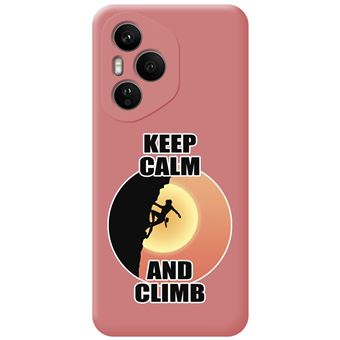 Capa Tumundosmartphone de Silicone Líquido rosa para Honor 400 Pro 5G com desenhos de mulher escalando - 1