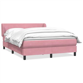 Cama com molas/colchão vidaXL |  160x220 cm | veludo rosa - 1
