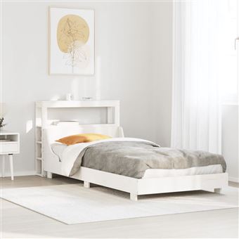 Cama sem Colchão vidaXL | 90x200 cm | madeira de pinho maciça branco - 1