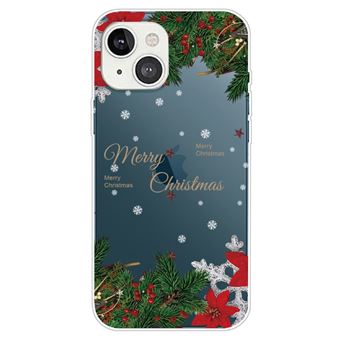 Capa e TPU padrão de natal, à prova de choque Magunivers para iPhone 14 Plus - Pinheiros e flocos de neve - 1